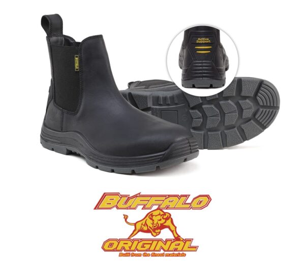 BUFFALO ULTRA FLEXIBLE SLIP ON SAFETY BOOT - BLACK