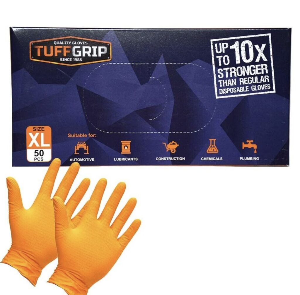 50 TUFF GRIP NITRILE DISPOSABLE GLOVES - ORANGE - Murray Excel