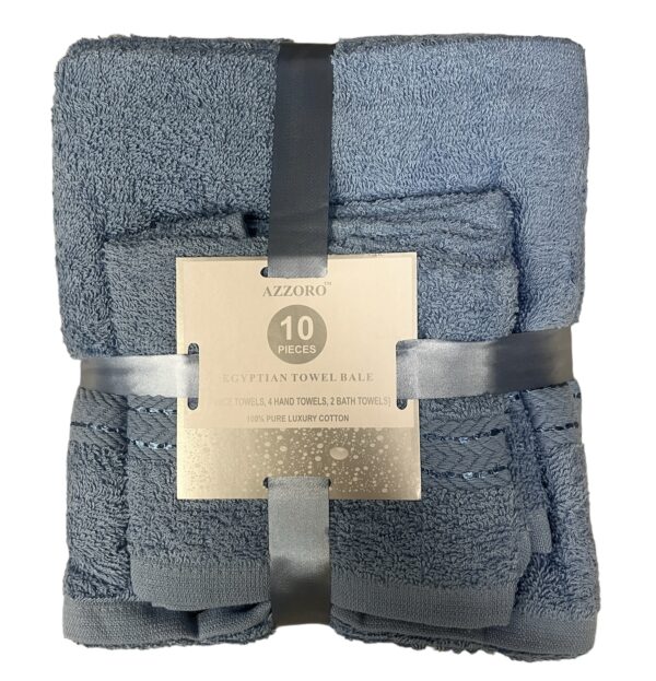 10 PIECE EGYPTIAN TOWEL BALE - BLUE - Murray Excel