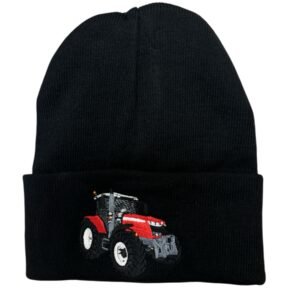 RED TRACTOR BEANIE HAT - BLACK