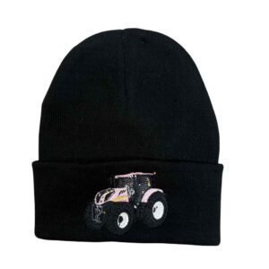 PINK TRACTOR BEANIE HAT