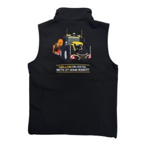 "YELLOW ON SITE, GET'S IT DONE RIGHT" - SOFTSHELL GILET - BLACK